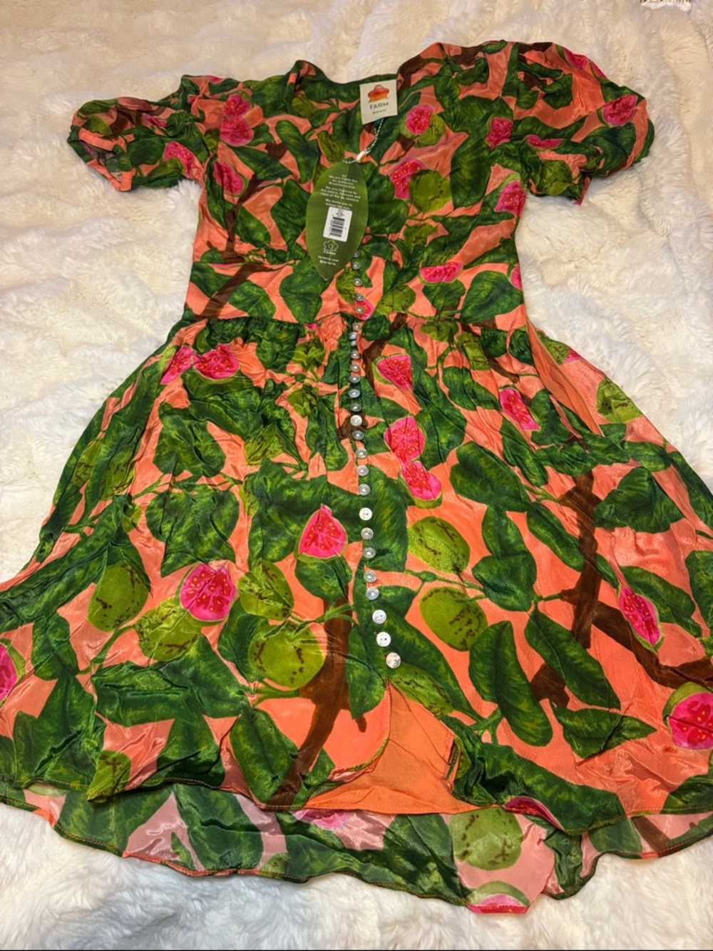 FARM Rio Guava Silk Mini Dress
